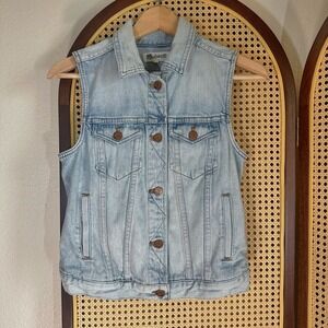 Madewell Women's Denim Vest Jean Jacket Sleeveless Light Wash Size S‎
